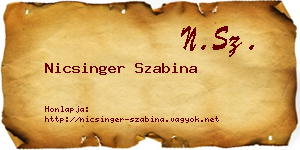 Nicsinger Szabina névjegykártya